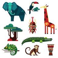 Geometric Flat Africa Animals and Plants