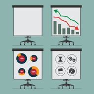 Flat icon infographic element of analytics process on presentation boar