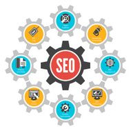 SEO internet technology concept Infographic design with cogwhee