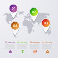 Vector illustration infographics four marks on the map