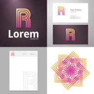 Design icon P element with Business card and paper template