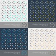 Set of the round segmented charts in flat style N3