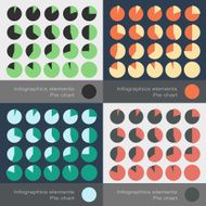Set of the round segmented charts in flat style N4