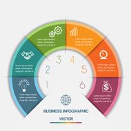 Infographic Color Semicircle on six positions