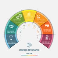 Infographic Color Semicircle on seven positions