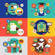 Vector infographic objects set Startup Travel School and Office Stock