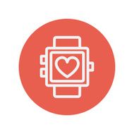 Wristwatch with heart display thin line icon