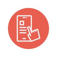 Smartphone and hand checking of work task schedule thin line