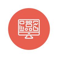 Monitor with business graph thin line icon N2