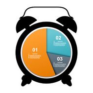 Abstract alarm clock with colored elements of infographics