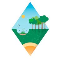 Offshore floating island design Ecological background suitable for presentations