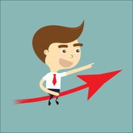 businessman go to success with red arrow vector