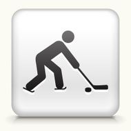 Square Button with Hockey Player