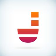 stripes letter J icon design element template