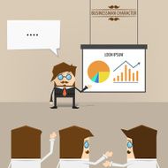 Businessman giving presentation with bubble talk Vector EPS10