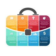 Vector briefcase infographic Template for bag diagram graph presentation round