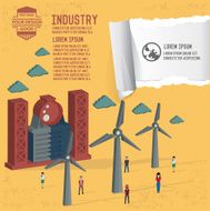 Wind turbine info graphic design on yellow background vector