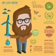 Ecology hipster info graphic design on yellow background