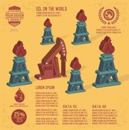 Oil industry info graphic design on yellow background vector