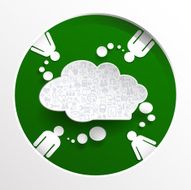 Speech bubbel with people on circle green background