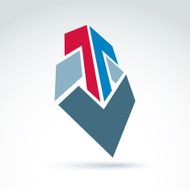 Geometric abstract 3D symbol with arrow vector graphic design N2