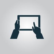 Tablet PC in human hands Flat style vector illustration N2