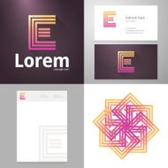 Design icon E element with Business card and paper template N2