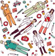 Set isolated medical objects and doctors N2