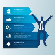 Infographic blue label with businessman