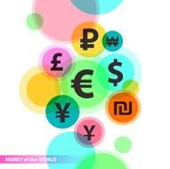 Currencies of different countries in the style flat N2