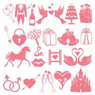 Vector Wedding flat icons set for Web and Mobile Pink