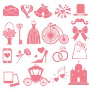 Vector Wedding flat icons set for Web and Mobile Pink N2