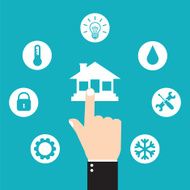 Smart house technology Hand pressing icon