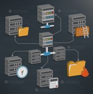 Database server design three dimension info graphic design