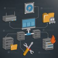 Network design three dimension info graphic design N3