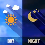 Day and night banners with sun moon flat design