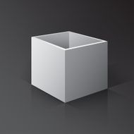 3D Open Box Mockupon white background with reflection and shadows