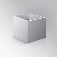 3D Open Box Mockup white background with reflection and shadows