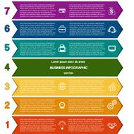 Infographic colour strips of arrows seven positions