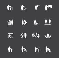 Business and management icon set - woman female characters N4