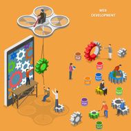 Web development flat isometric vector concept