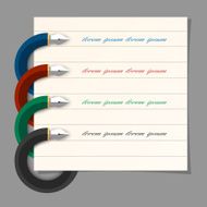 Stylized colored writing pen design for infographics N2