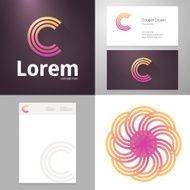 Design icon C element with Business card and paper template