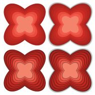 Collection of 4 flower like shapes in shades red