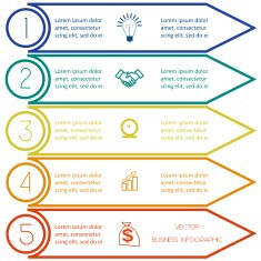 Infographic template from Colourful lines five positions