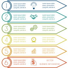 Infographic template from Colourful lines six positions