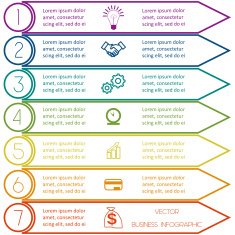 Infographic template from Colourful lines seven positions