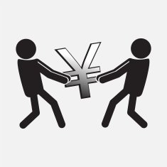 Two Man pulling a money symbolt illustration