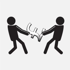 Two Man pulling a money symbolt illustration N2