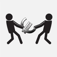 Two Man pulling a money symbol illustration